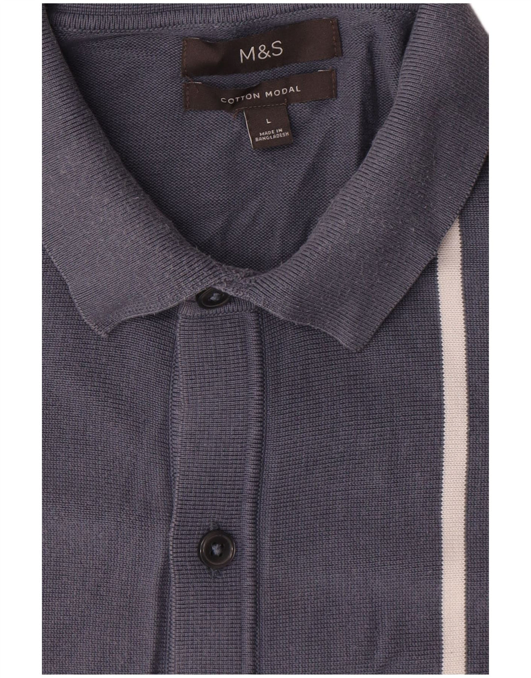 Marks & Spencer Herre cardigan sweater Stor marineblå stribet bomuld