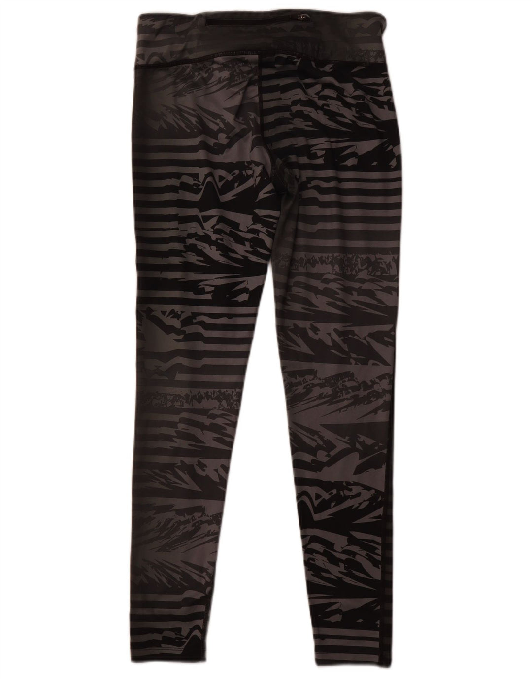 NIKE Womens Dri Fit Leggings UK 14 Medium  Grey Striped Polyester
