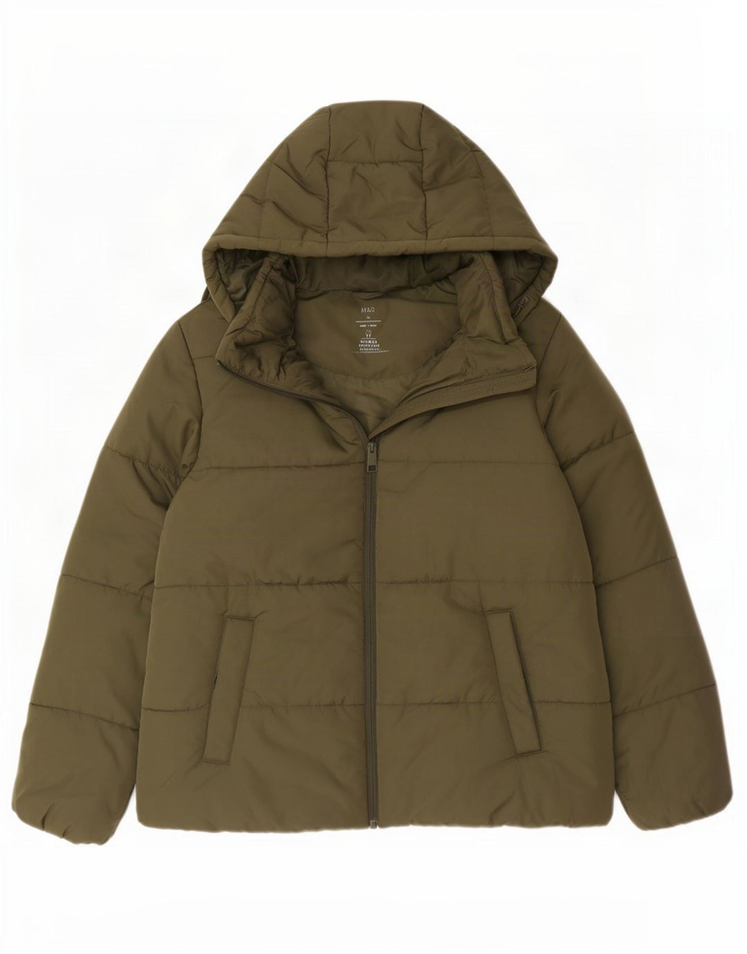 Marks & Spencer Polstret hættejakke til kvinder UK 16 Stor Khaki Polyester