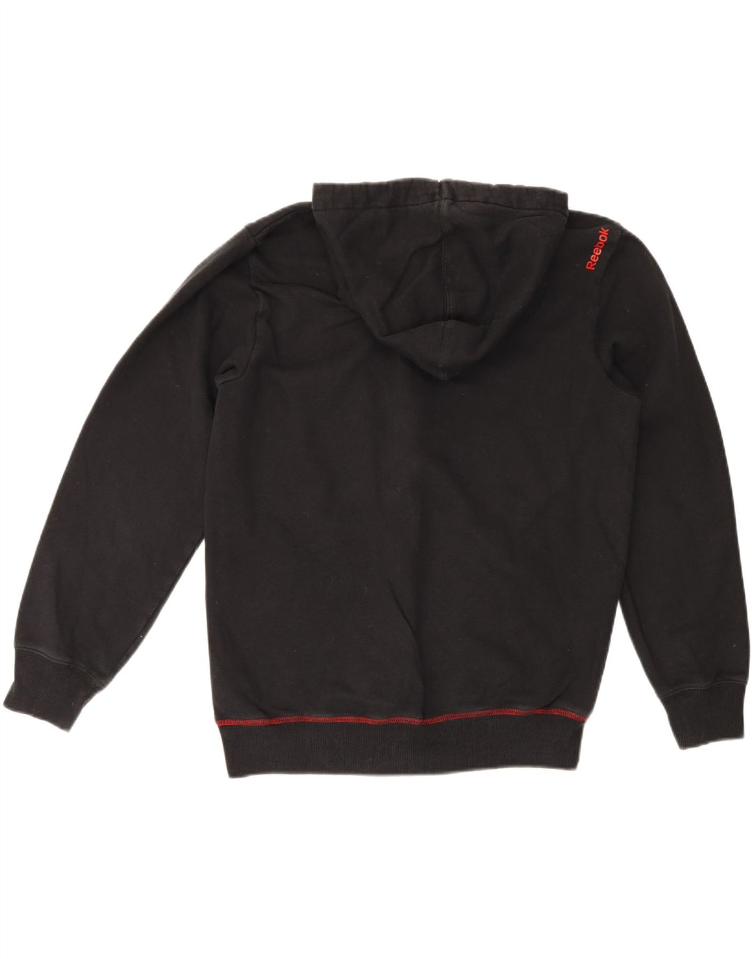 REEBOK Mens Graphic Zip Hoodie Sweater Medium Black Cotton Vintage Reebok and Second-Hand Reebok from Messina Hembry 