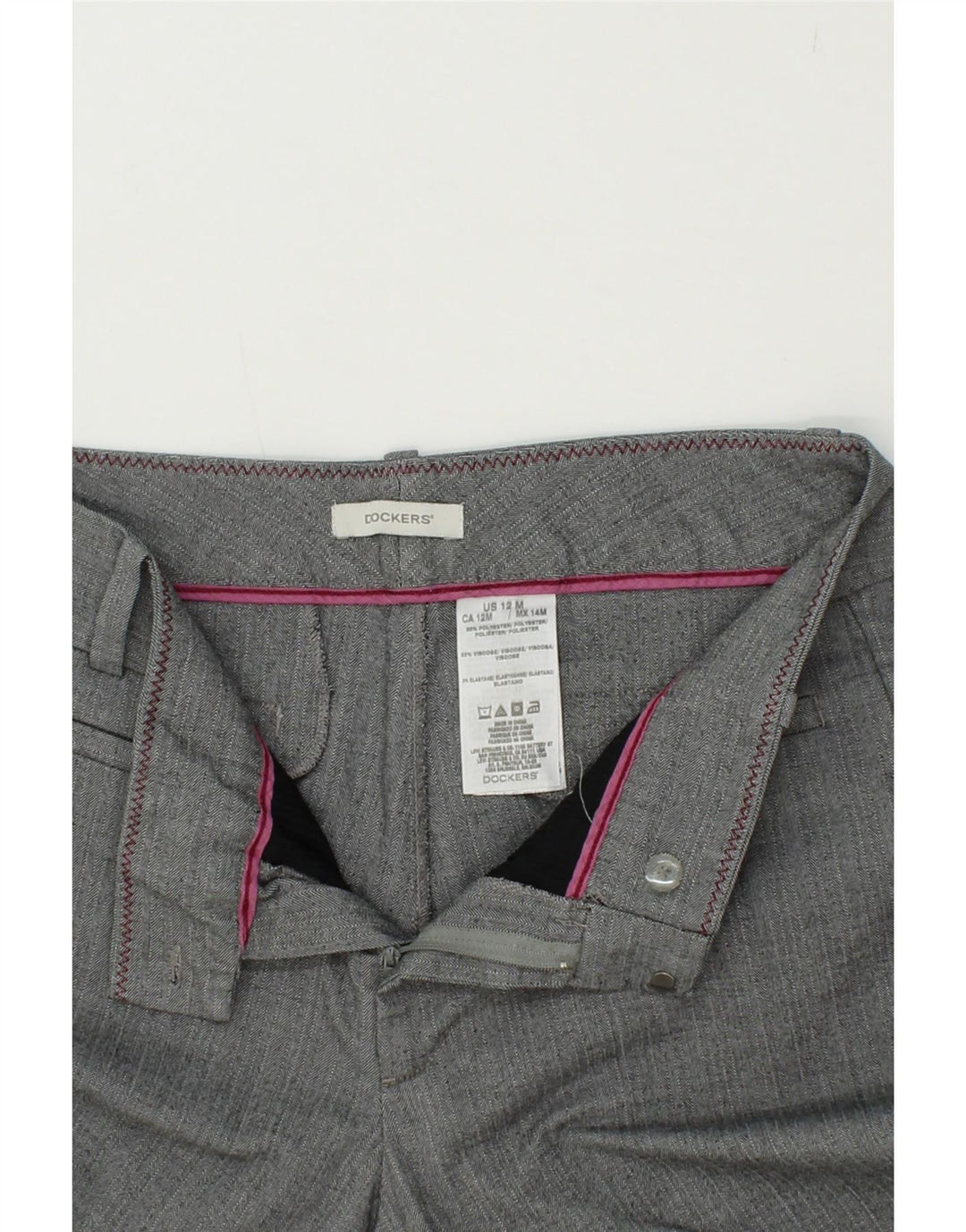 DOCKERS Womens Straight Casual Trousers US 12 Large W34 L30 Grey Polyester Vintage Dockers and Second-Hand Dockers from Messina Hembry 