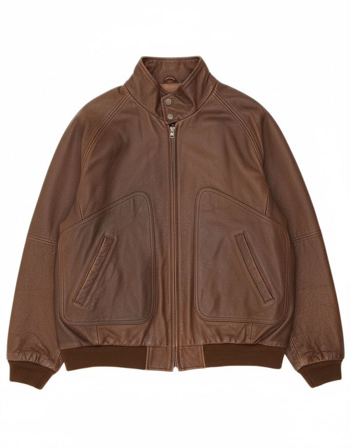 VINTAGE Mens Leather Jacket UK 42 XL Brown Leather