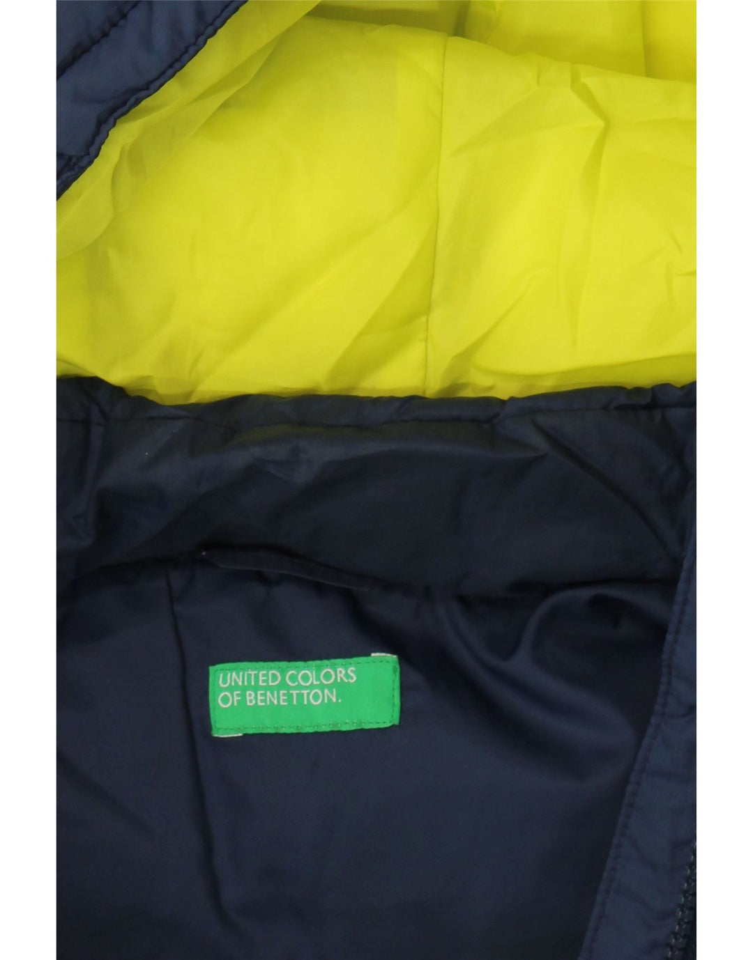 BENETTON Boys Hooded Padded Gilet 11-12 Years Navy Blue Polyester Vintage Benetton and Second-Hand Benetton from Messina Hembry 