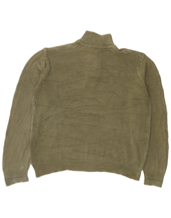 Calvin Klein Jeans Herre Button Neck Jumper Sweater XL Grøn Bomuld