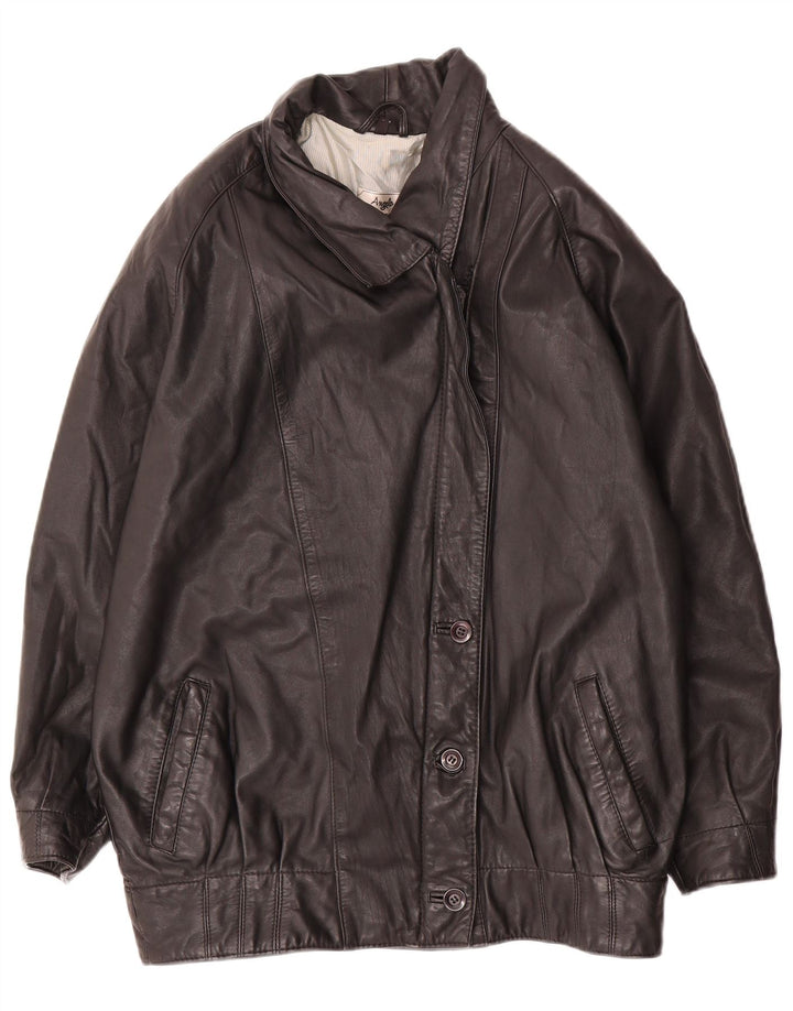 Angelo Muroni Dame Oversized Læderjakke EU 36 Lille Sort