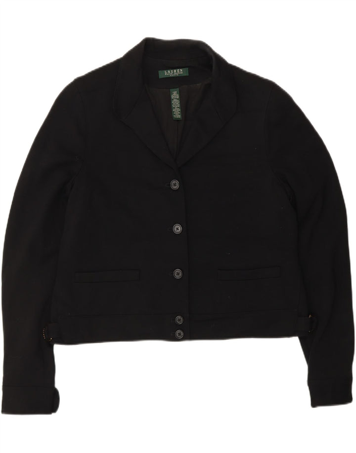 RALPH LAUREN Dame Petite Crop 5-knaps blazerjakke US 12 Large Sort