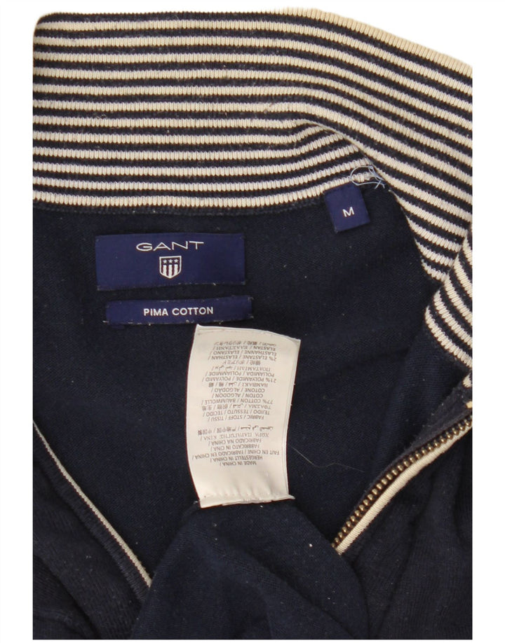 Gant Herre Zip Neck Jumper Sweater Medium Navy Blue Bomuld