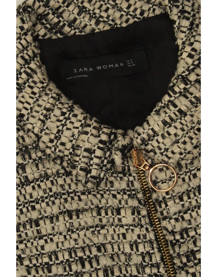 Zara Dame Blazer Jakke UK 10 Små Grå Flecked