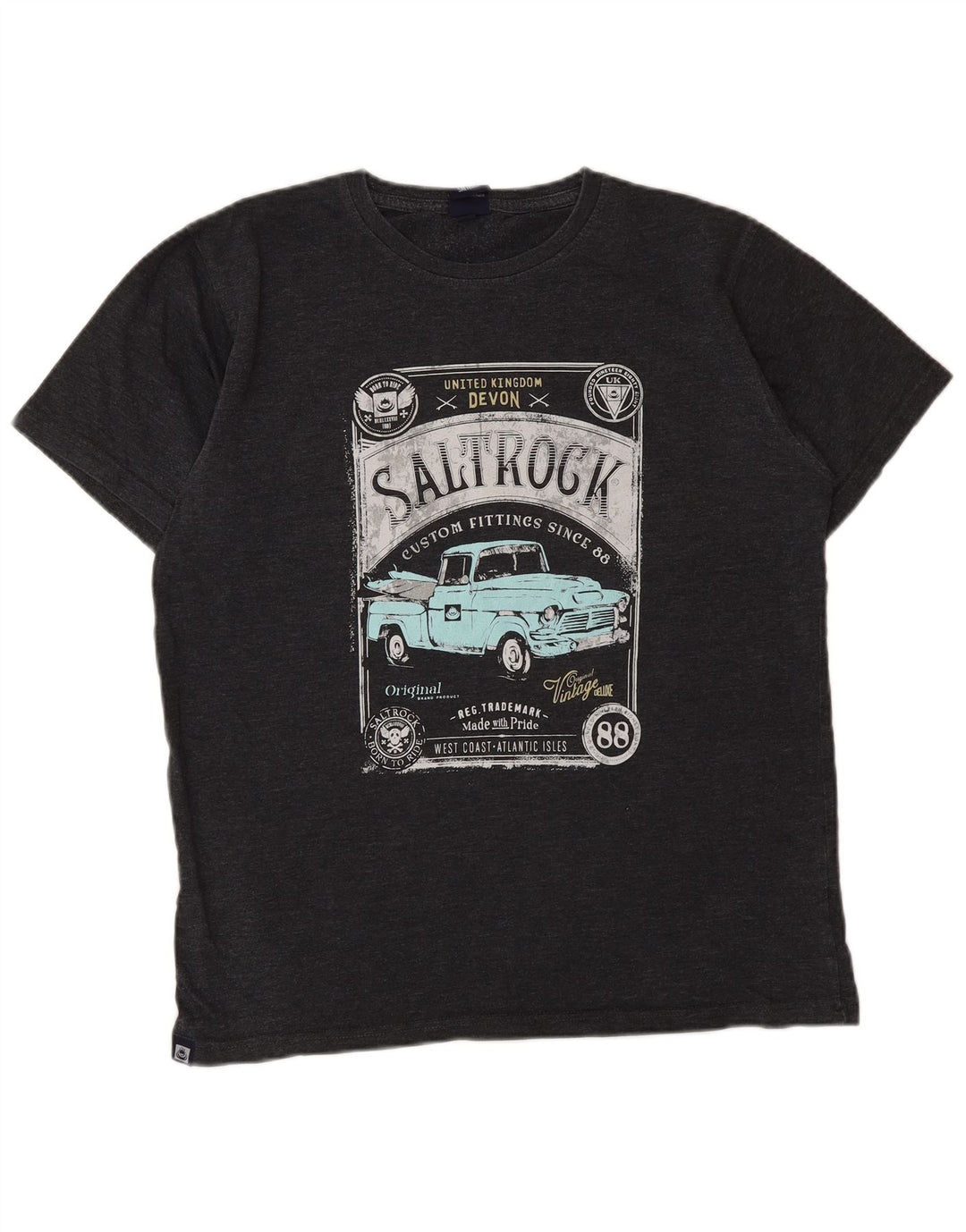 Saltrock Herre Grafisk T-Shirt Top Lille Grå Bomuld