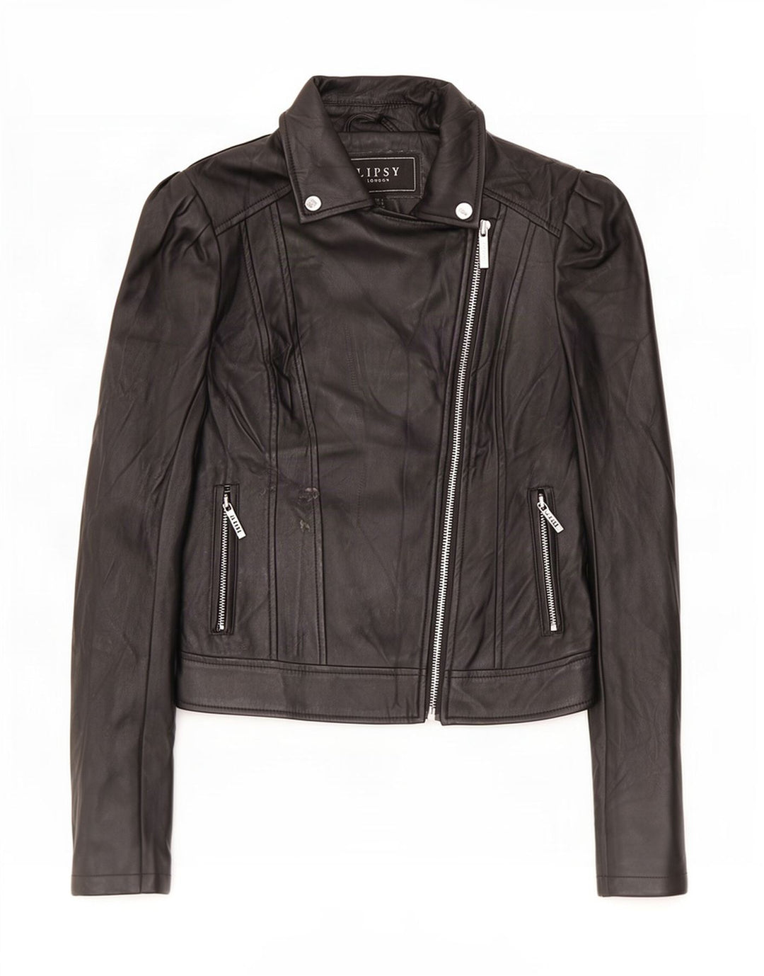 Lipsy Womens Biker-jakke i imiteret læder UK 8 Lille sort polyester