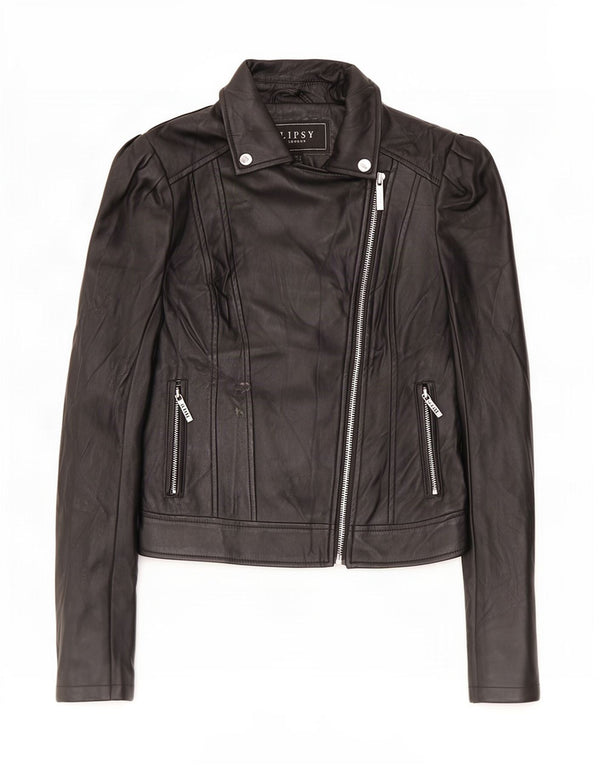 Lipsy Womens Biker-jakke i imiteret læder UK 8 Lille sort polyester