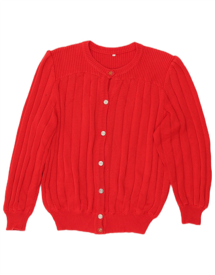 Vintage dame cardigan sweater IT 46 Stor rød bomuld