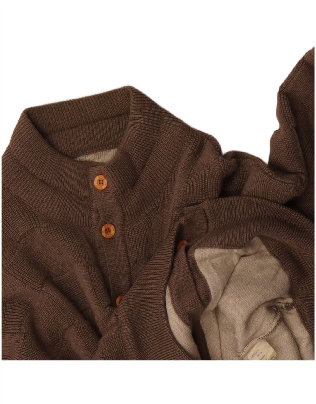 Vintage herre cardigan sweater stor beige geometrisk polyakryl