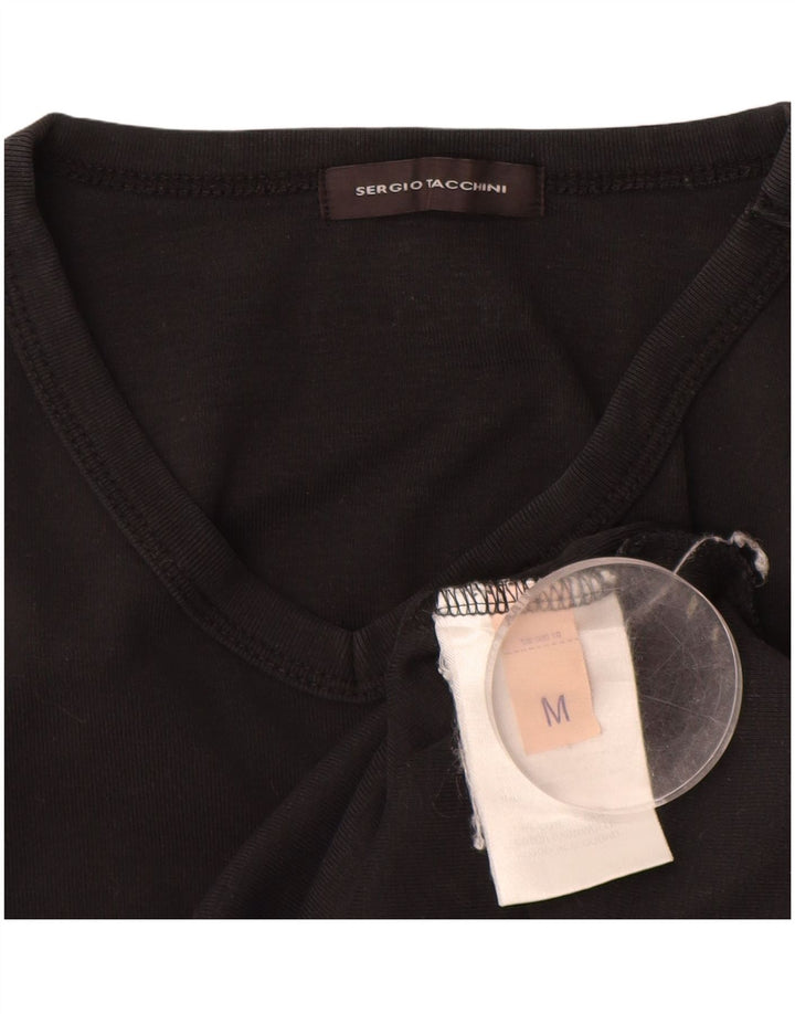 SERGIO TACCHINI Dame Top Langærmet UK 12 Medium Sort Bomuld
