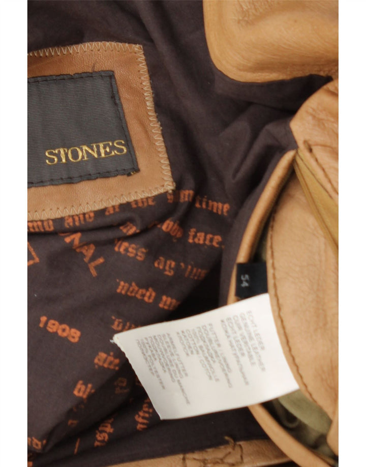 Stones Herre Læderjakke IT 54 2XL Beige Læder