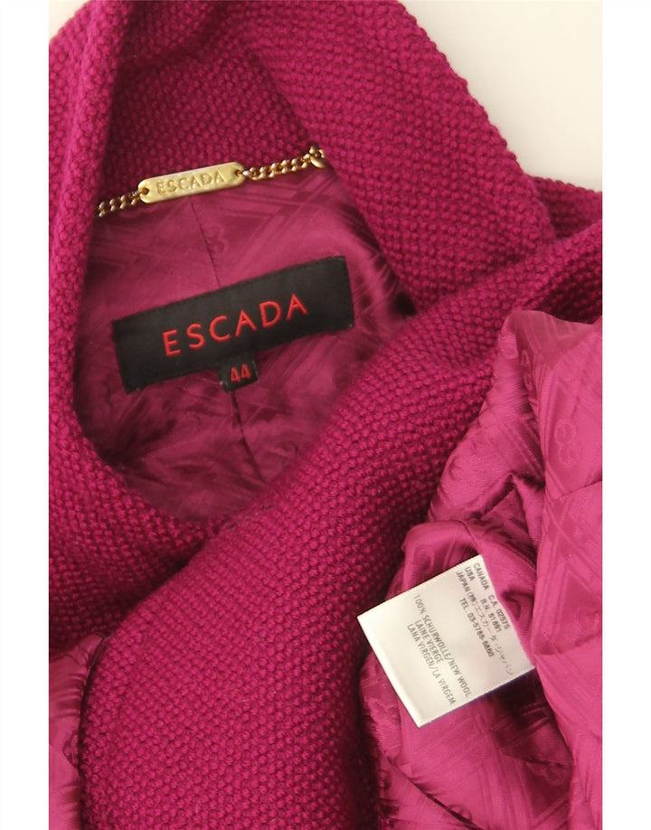Escada Dame Dobbeltradet Frakke EU 44 XL Lilla Ny Uld