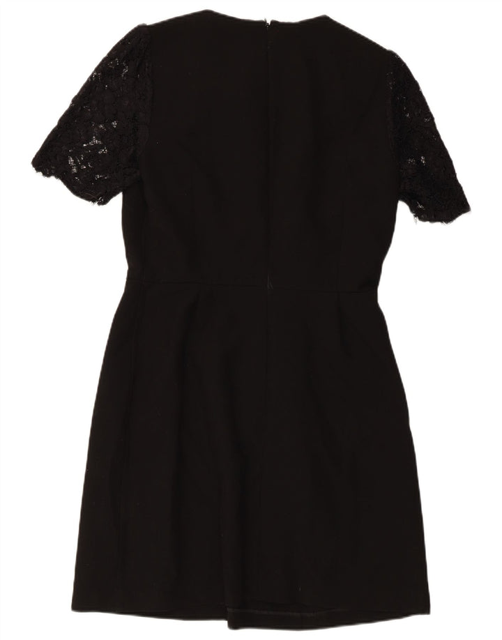 WAREHOUSE Womens A-Line Dress UK 12 Medium Black Polyester