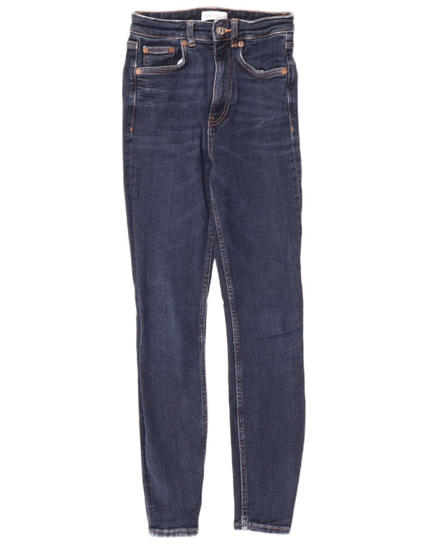 Zara Dame Højtalje Skinny Jeans EU 34 2XS W24 L27 Blå