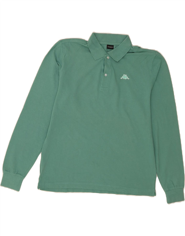 KAPPA Mens Long Sleeve Polo Shirt Medium Turquoise Cotton Vintage Kappa and Second-Hand Kappa from Messina Hembry 