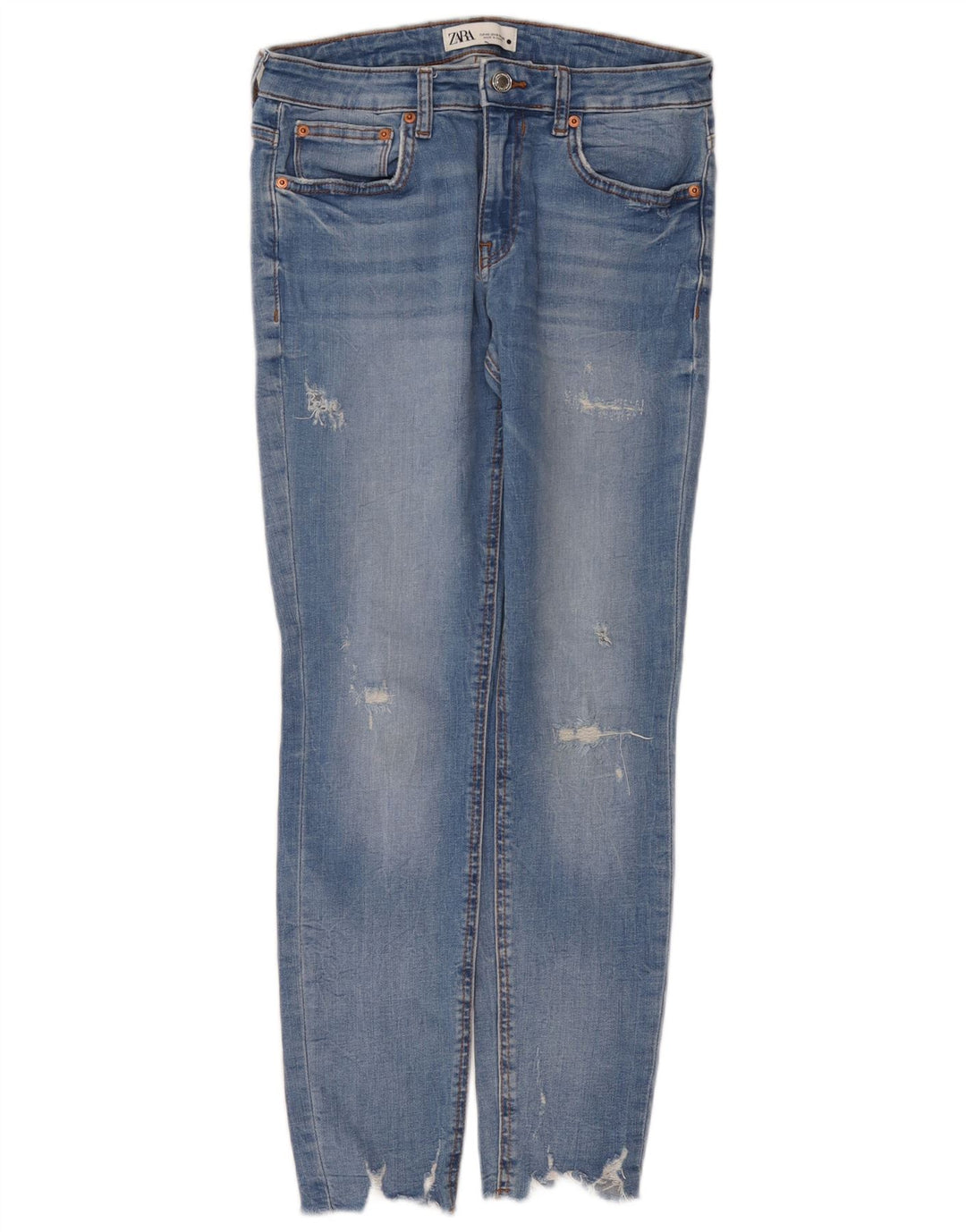 Zara Dame Distressed Skinny Jeans EU 40 Medium W30 L28 Blå