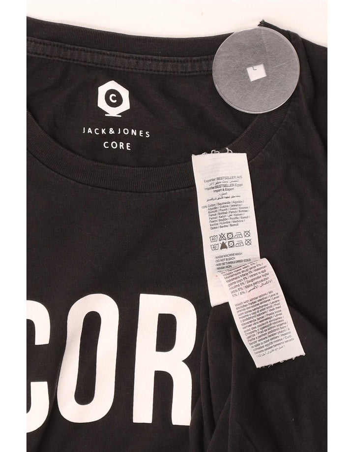 Jack & Jones Herre grafisk T-shirt Top Stor sort bomuld