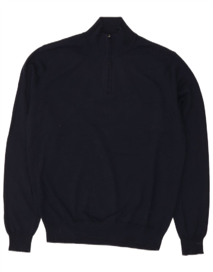 Marks & Spencer Herre sweater med lynlåshals mellem marineblå akryl