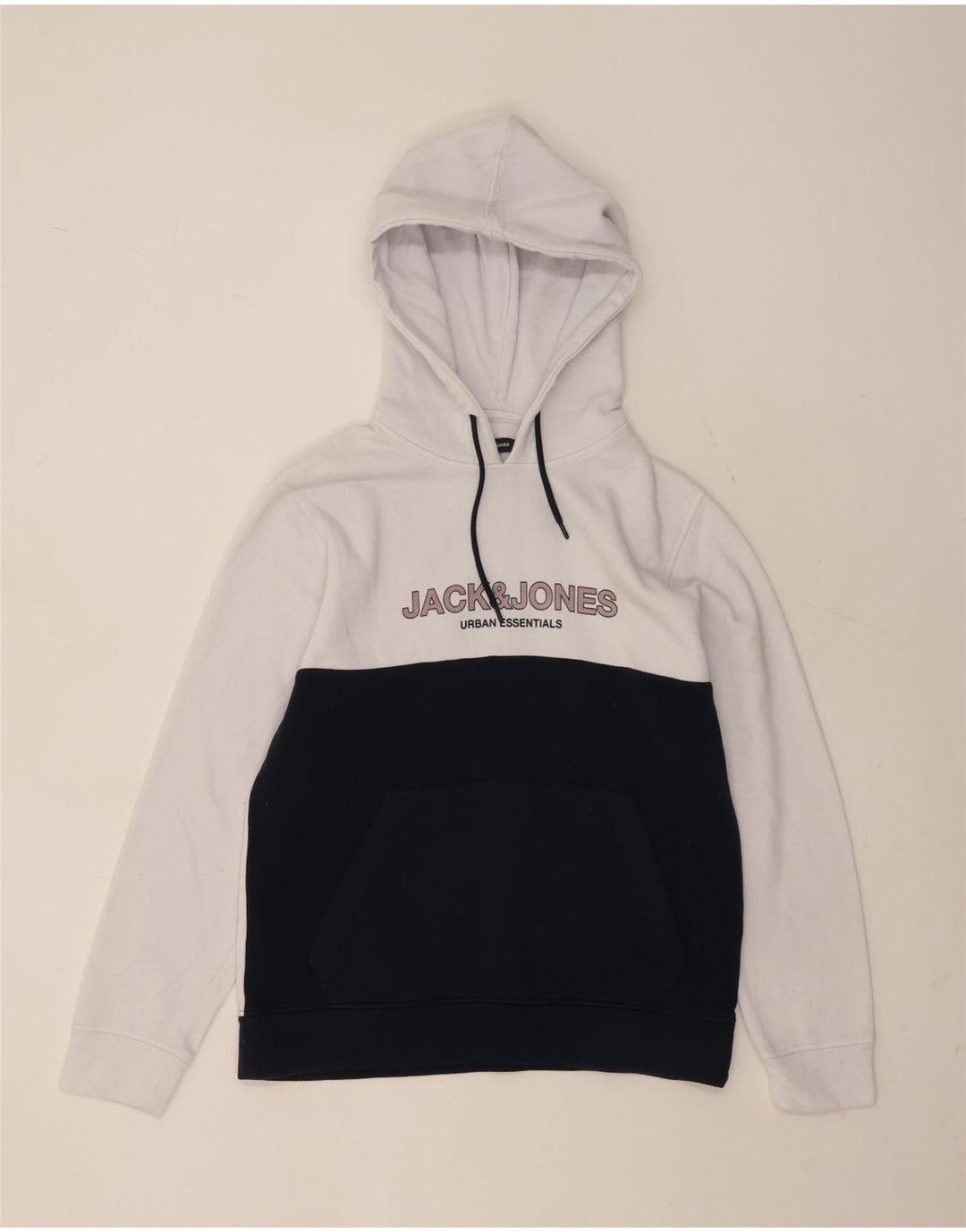 JACK & JONES Grafisk hættetrøje til mænd Large White Colourblock Polyester