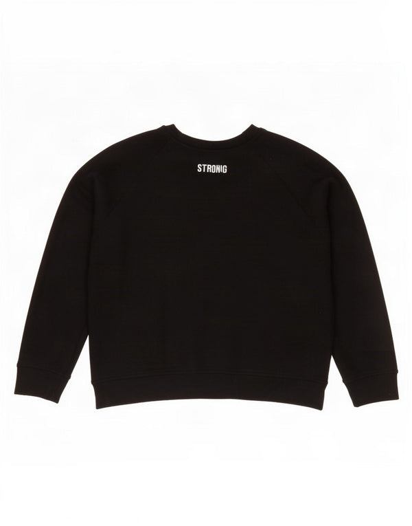 Zara Dame Trafaluc Graphic Sweatshirt Jumper UK 14 Medium Sort Bomuld