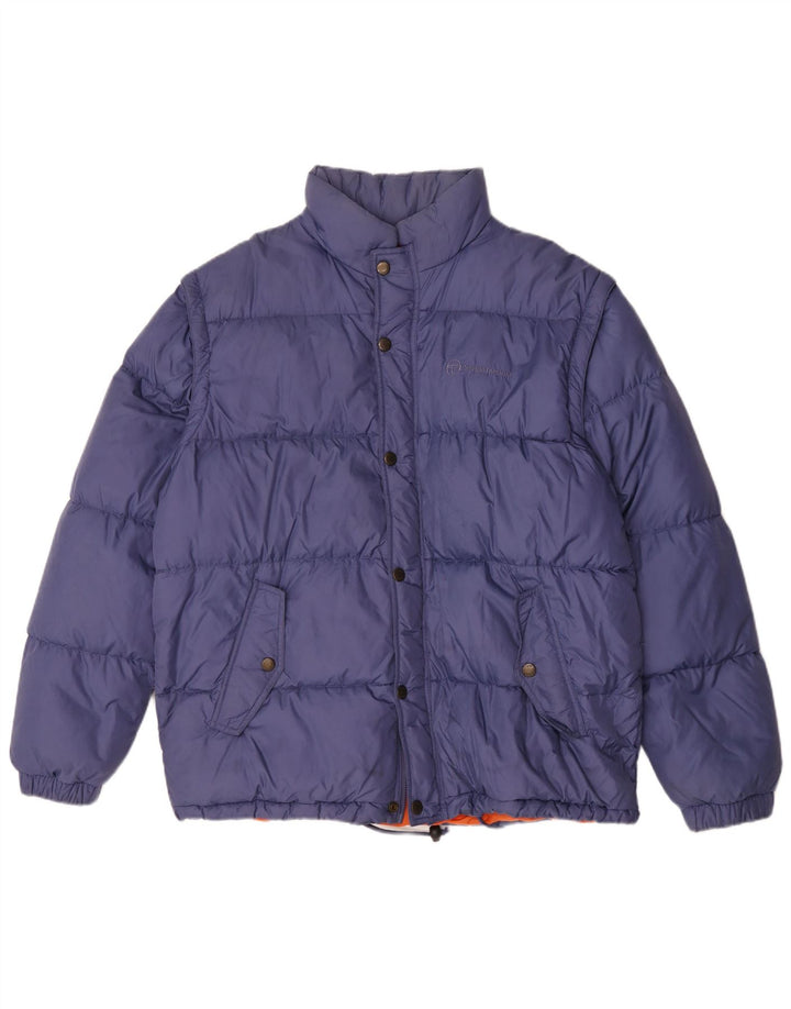 Sergio Tacchini Herre hættepolstret jakke UK 40 Stor blå polyamid