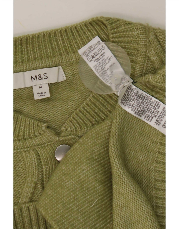 Marks & Spencer Dame Cardigan Sweater UK 14 Medium Green Polyester