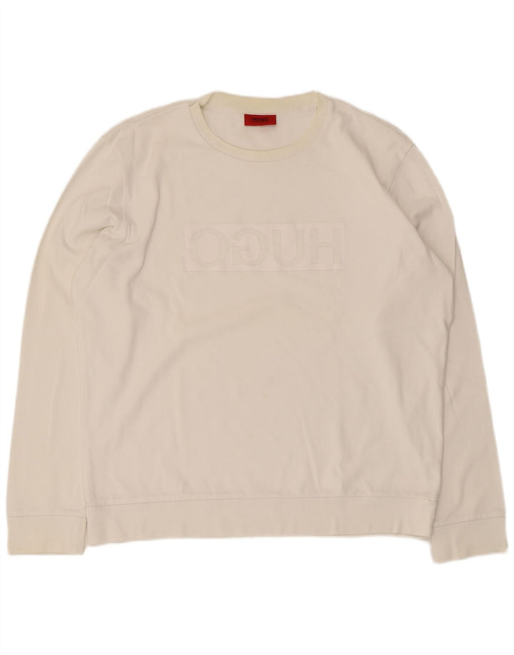 Hugo Boss Herre Grafisk Sweatshirt Jumper XL Hvid Bomuld