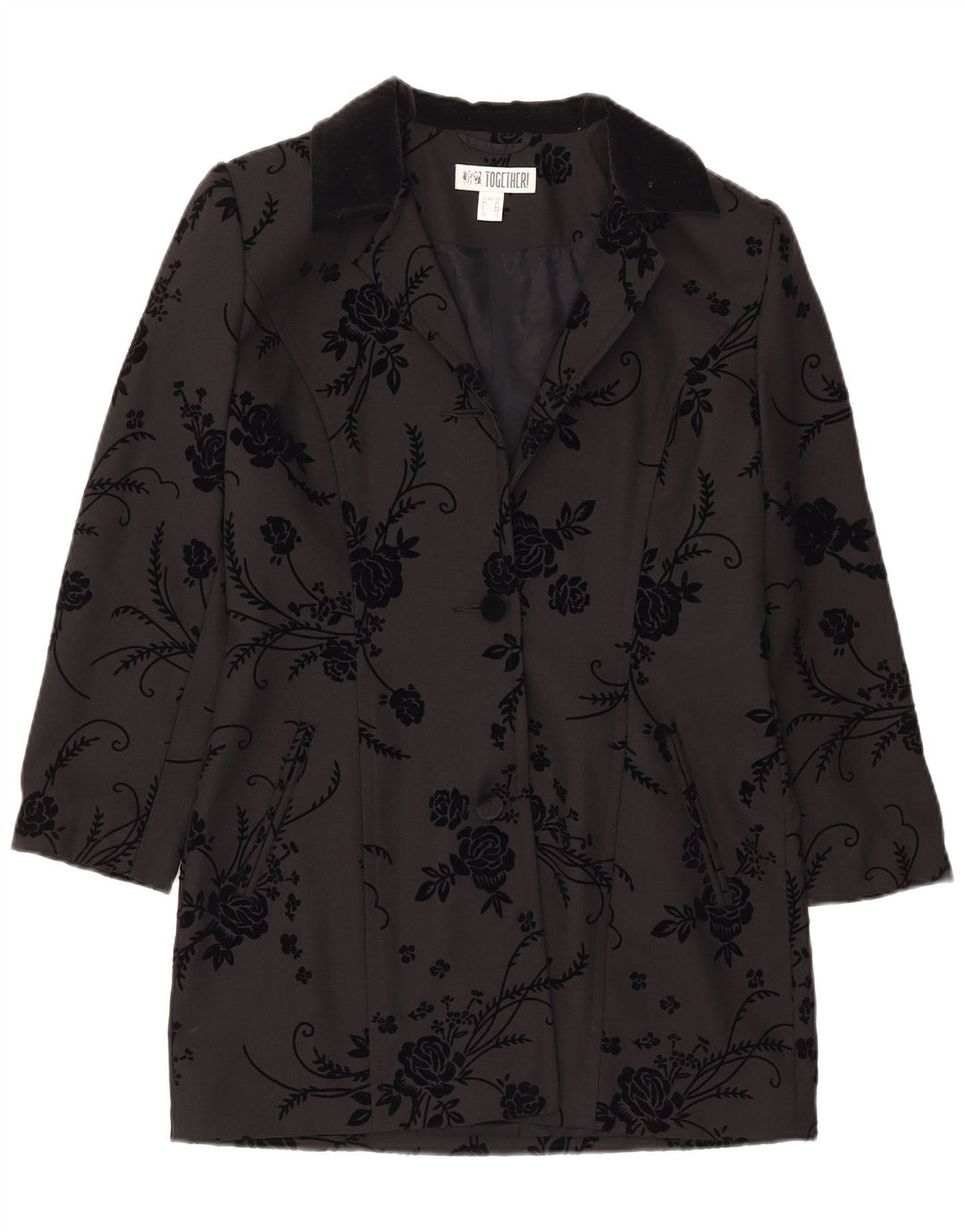 Together Womens Longline 2-knaps blazerjakke UK 12 Medium Black Floral