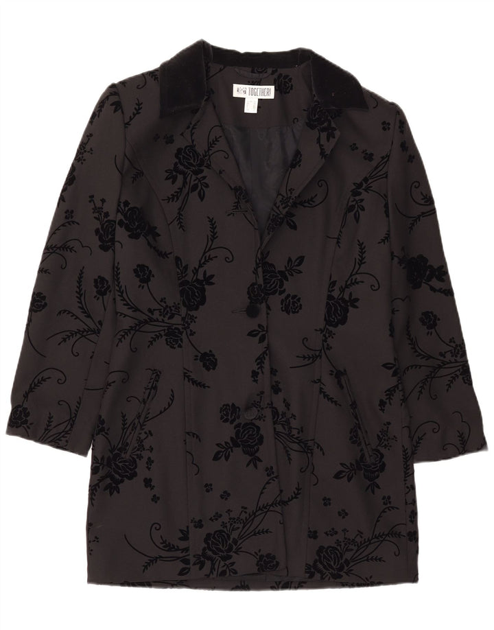 Together Womens Longline 2-knaps blazerjakke UK 12 Medium Black Floral
