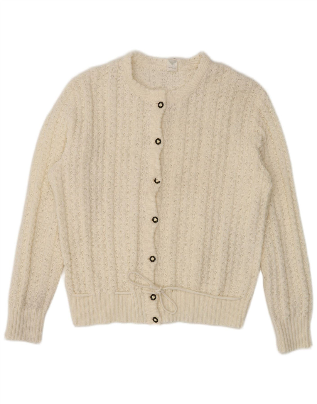 Vintage dame cardigan sweater UK 16 Large White Polyacrylic