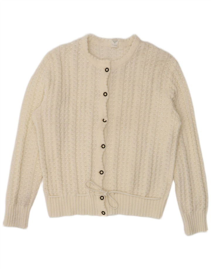 Vintage dame cardigan sweater UK 16 Large White Polyacrylic