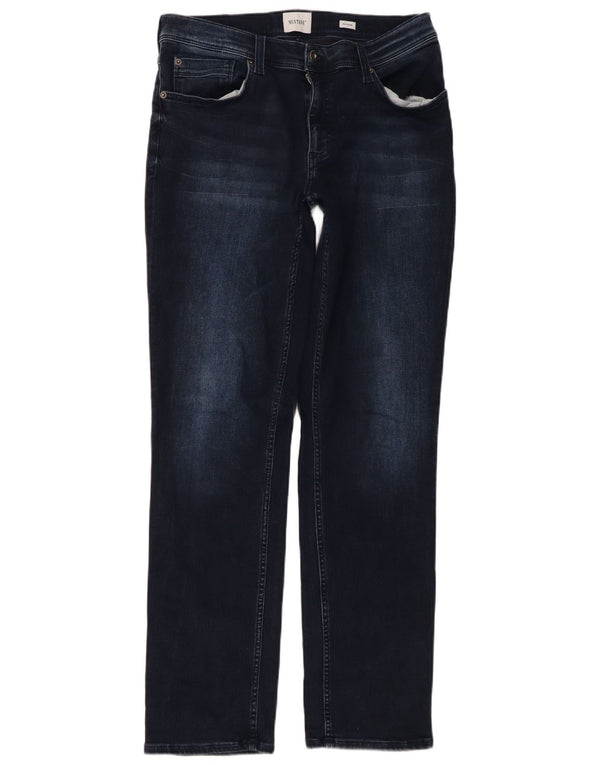 Mustang Mens Washington Slim Jeans W33 L34 Navy Blue Cotton