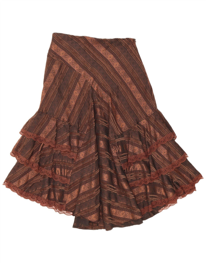 Zorbe Dame Asymmetrisk Tiered Nederdel EU 38 Medium W30 Brun Stribet