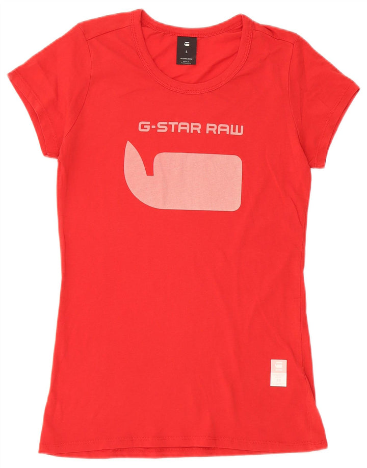 G-Star Dame Grafisk T-Shirt Top UK 10 Lille Rød