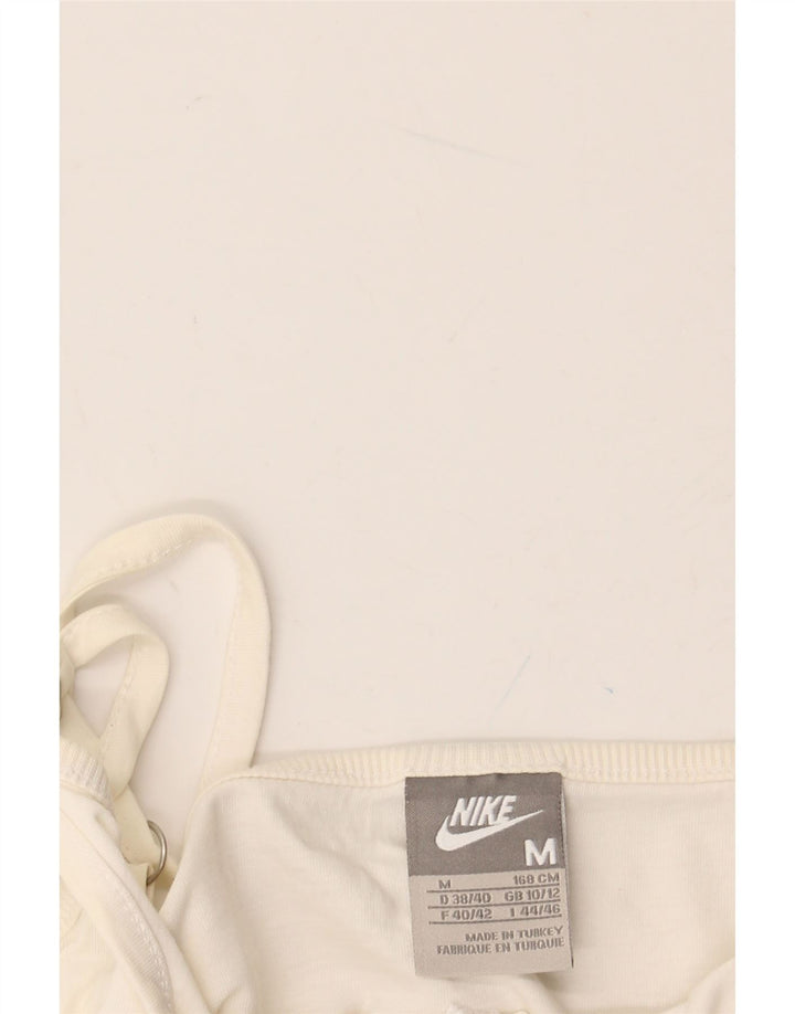 NIKE Womens Crop Graphic Cami Top UK 10/12 Medium Off White