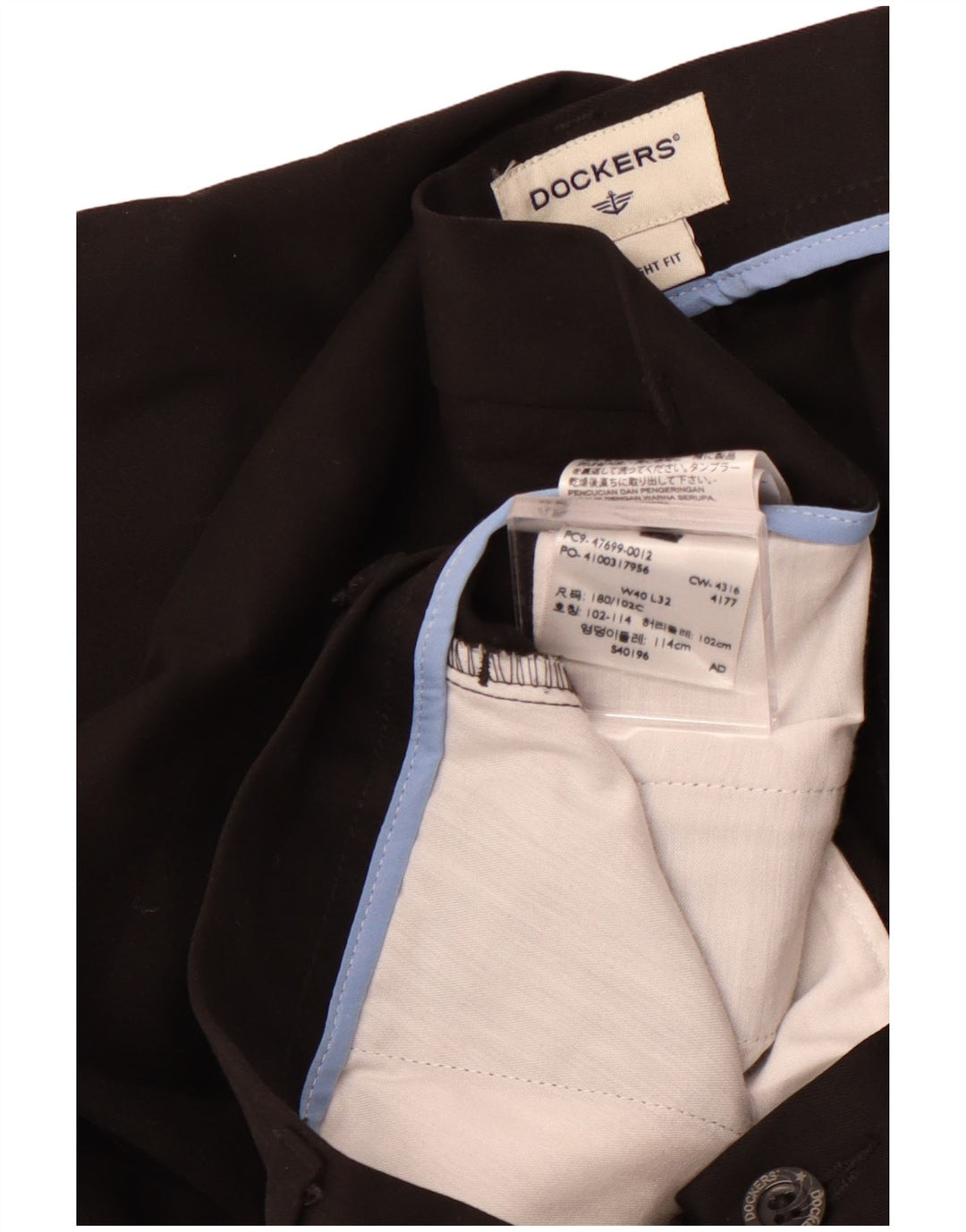 DOCKERS Straight Chino-bukser til mænd W40 L32 Sort bomuld