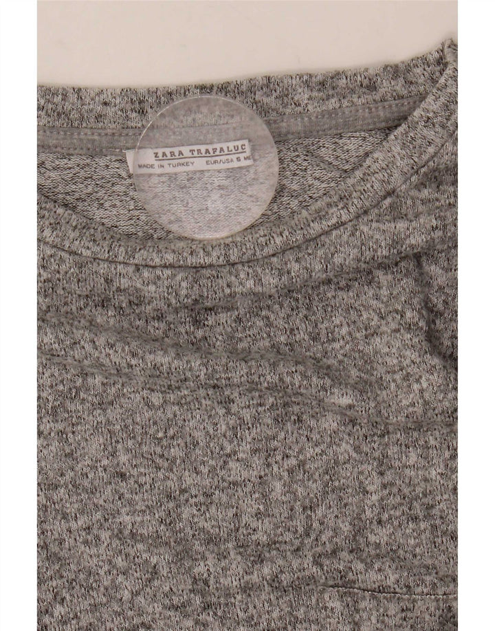 Zara Oversized T-Shirt Top UK 10 Small Grå Flecked Viscose