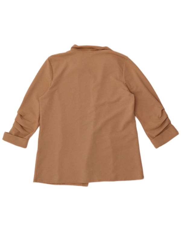 Quiz Dame 3/4 ærmet åben blazerjakke UK 12 Medium Beige Polyester