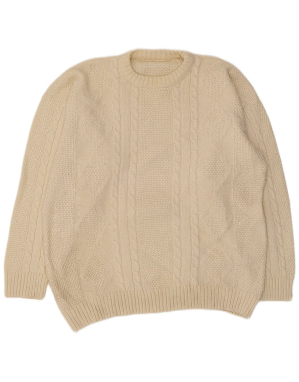 Vintage herre rund hals sweater stor beige