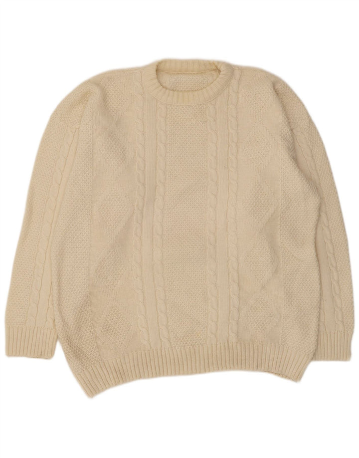 Vintage herre rund hals sweater stor beige