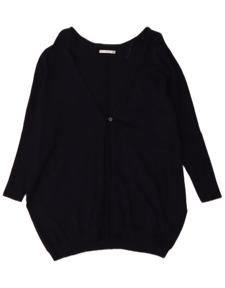 Zara Dame Oversized V-hals sweater UK 14 Medium Navy Blue