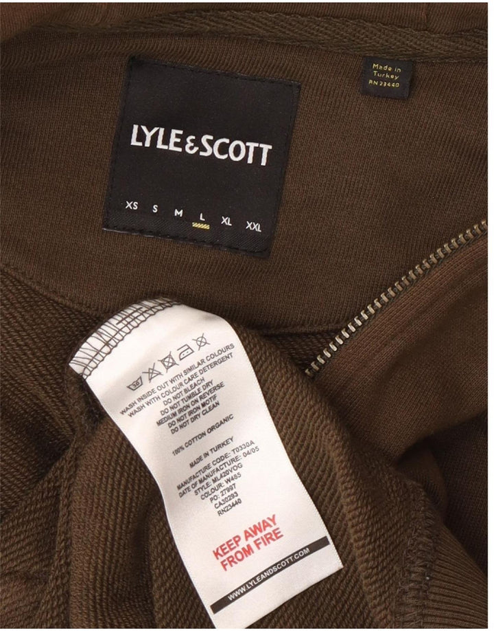 Lyle & Scott Herre Regular Fit Hættetrøje Sweater med lynlås Stor brun bomuld