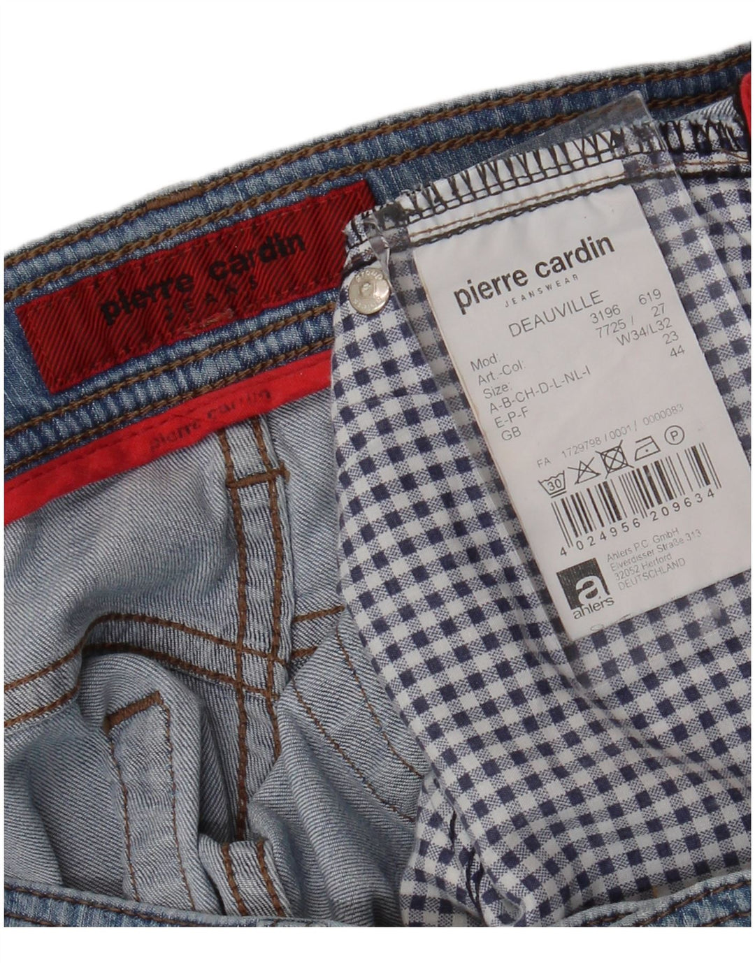 PIERRE CARDIN Straight jeans til mænd W34 L32 Blå Bomuld