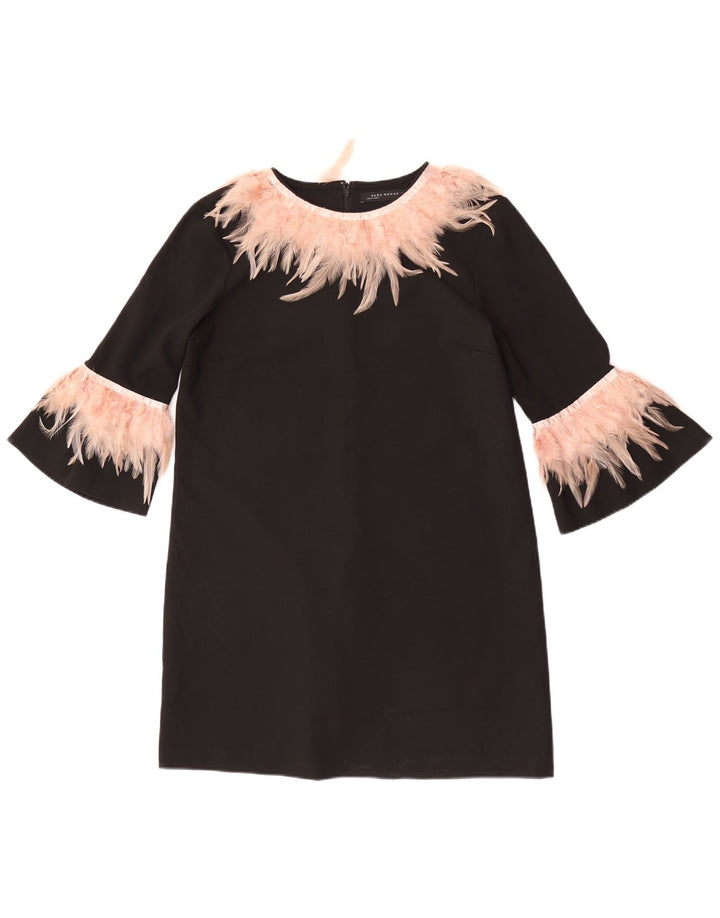 Zara Dame 3/4 ærme Skift Kjole UK 16 Stor Sort Polyester