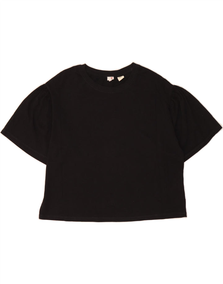 LEVI'S Womens T-Shirt Top UK 14 Medium Black Cotton Vintage Levi's and Second-Hand Levi's from Messina Hembry 