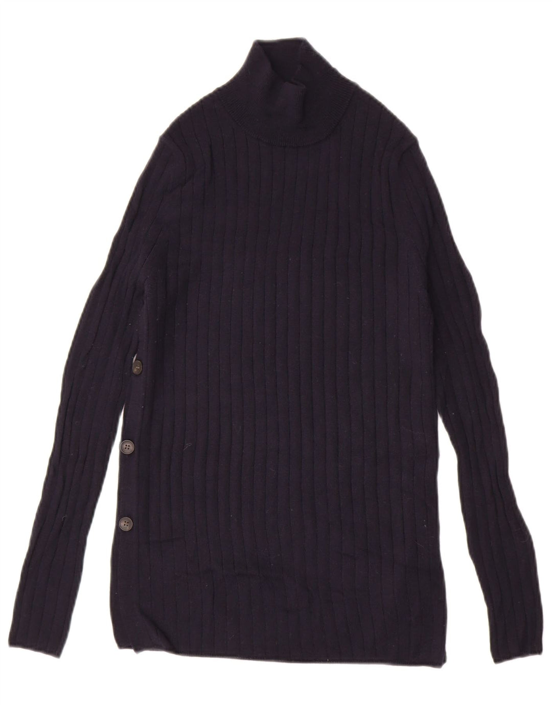 ZARA Womens Longline Turtle Neck Jumper Sweater UK 10 Small Navy Blue